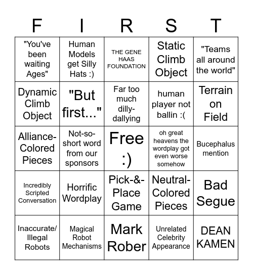 2026 FRC KICKOFF BINGO Card