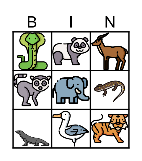 ASIAN WILD ANIMALS Bingo Card
