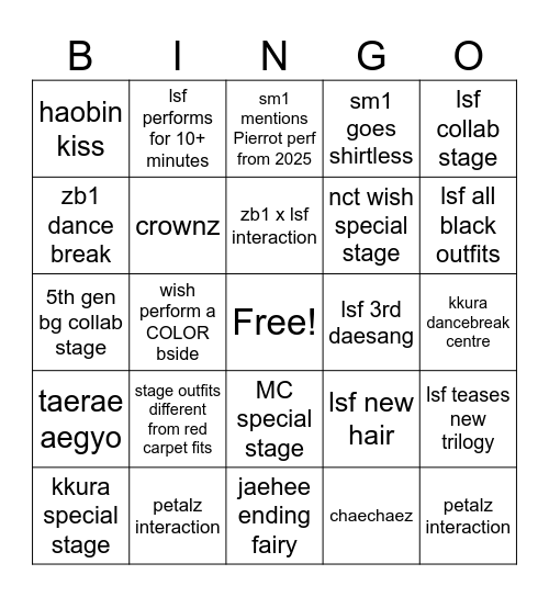 2026 Golden Disc Bingo Card