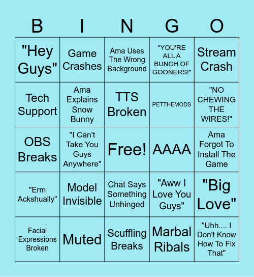 Model Debut Bingo Card