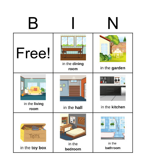 Rooms / Home Bingo Card
