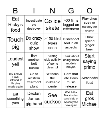 Bonos Bingo Card