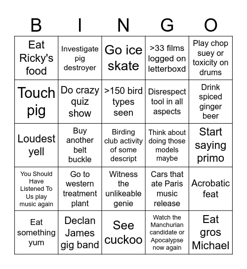 Bonos Bingo Card