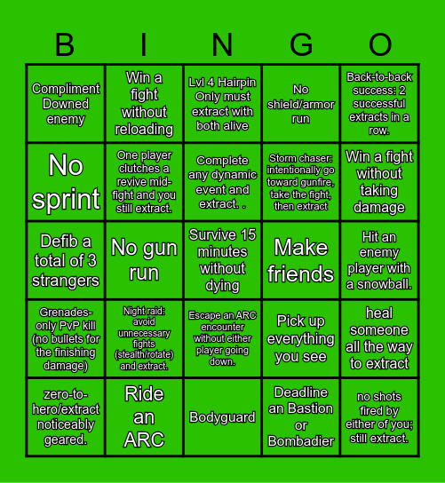 STREAMER Bingo Card