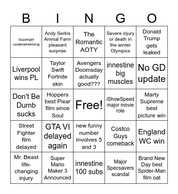 2026 Bingo Card