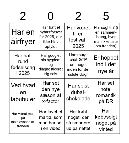 Bingo - Nytårstaffel Bingo Card