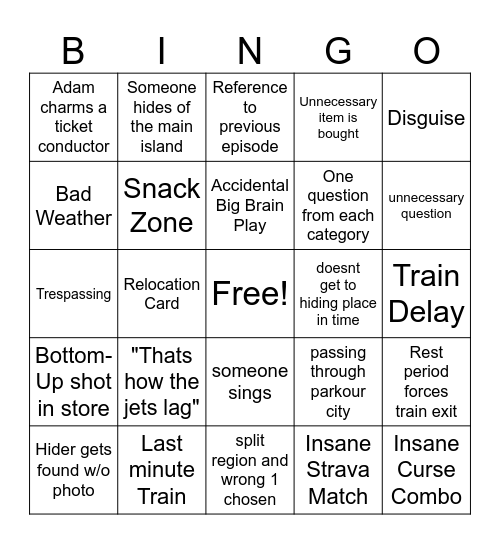 Jetlag Hide and Seek Bingo Card
