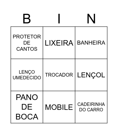 BINGO DO BRUNO Bingo Card