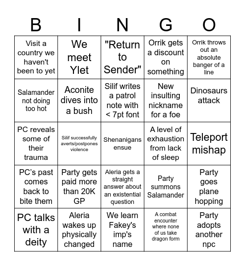 Bi'akatos Bingo 2026 Bingo Card