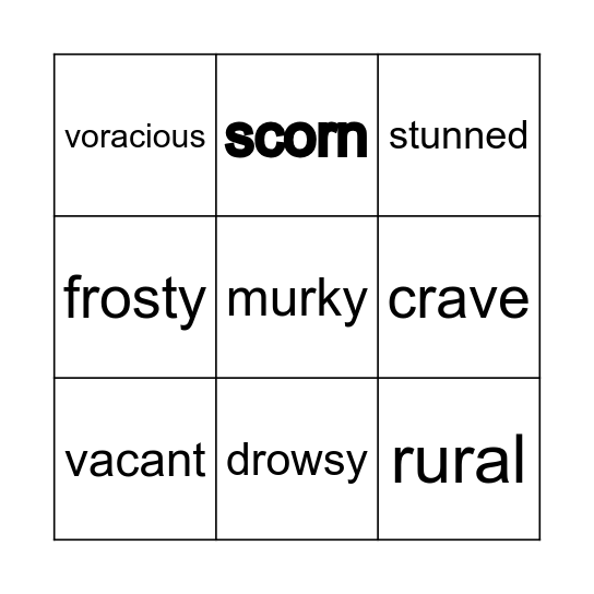 Spelling Bee week 1 Bingo Card