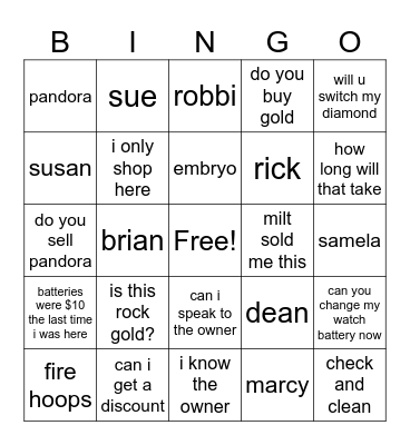 Roth Work Party Bingo Card