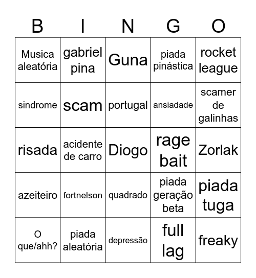 Diogo Bingo Card