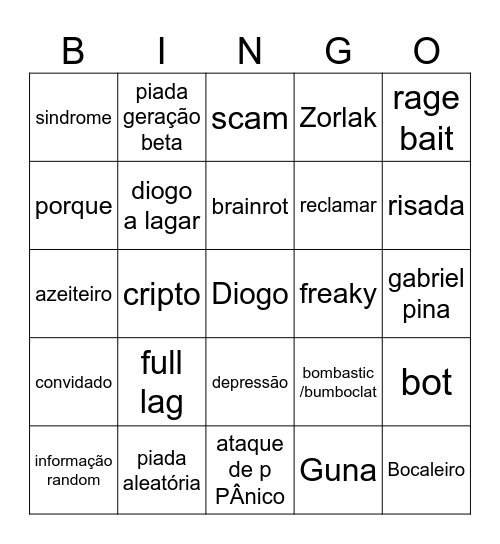 Diogo Bingo Card