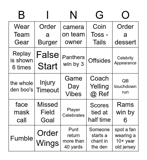 Play Off Bingo Card