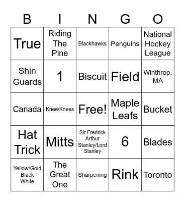 TRingo! #53 HOCKEY! Bingo Card