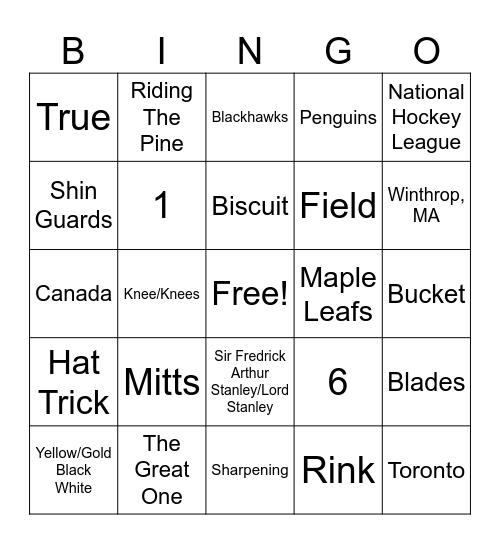 TRingo! #53 HOCKEY! Bingo Card