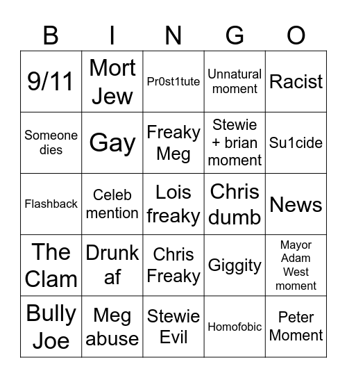 famli guj Bingo Card