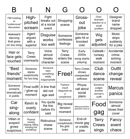 White Chicks Bingo Card