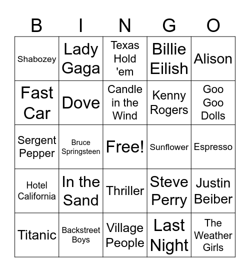 TRingo! #54 Music! Bingo Card