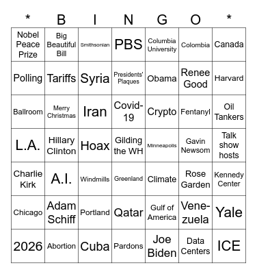Epstein Files Distraction Bingo Card