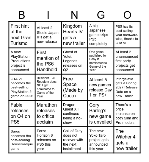 PS 2026 by Coco Bingo Card