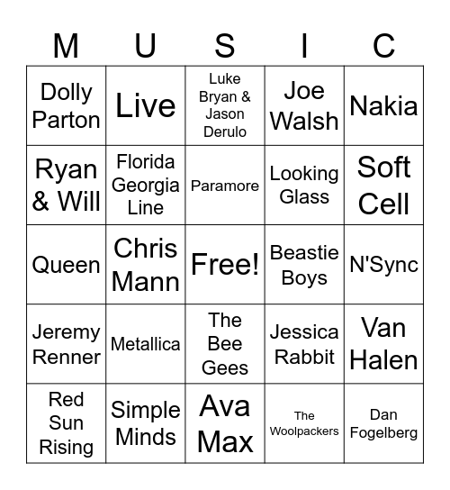 Music_01102026 Bingo Card
