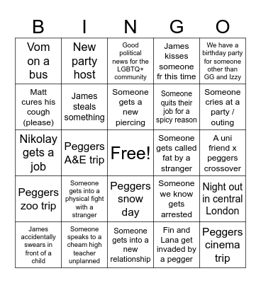 Matt’s 2026 Predictions Bingo Card