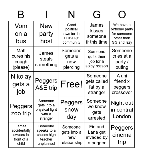 Matt’s 2026 Predictions Bingo Card