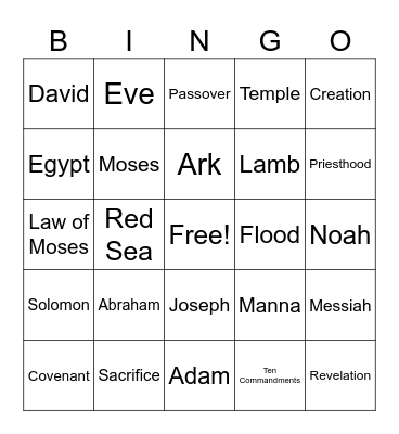 Old Testament Bingo Card