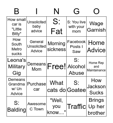 Princess Bingo Card