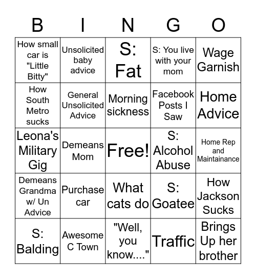 Princess Bingo Card