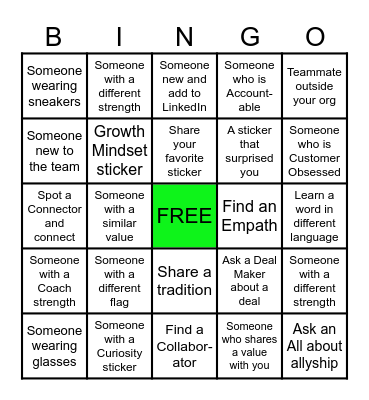 Services Connections Bingo Card