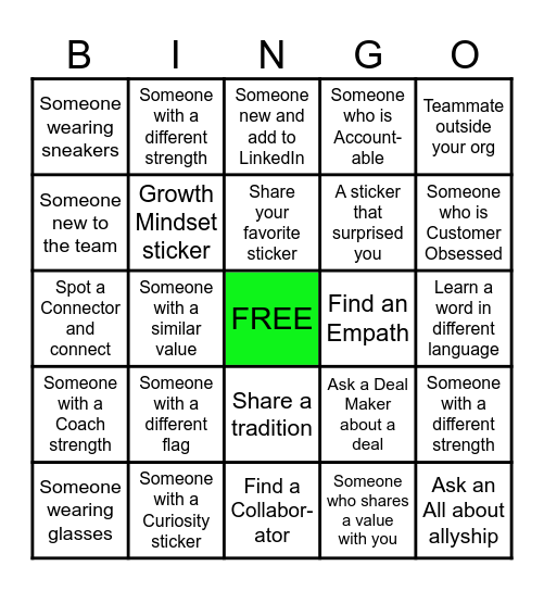 Services Connections Bingo Card