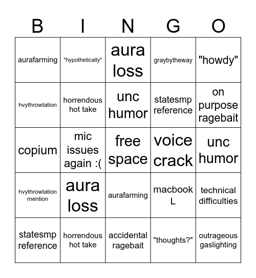 thomas5200 stream bingo Card