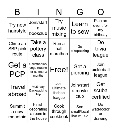 2026 Resolution BINGO Card