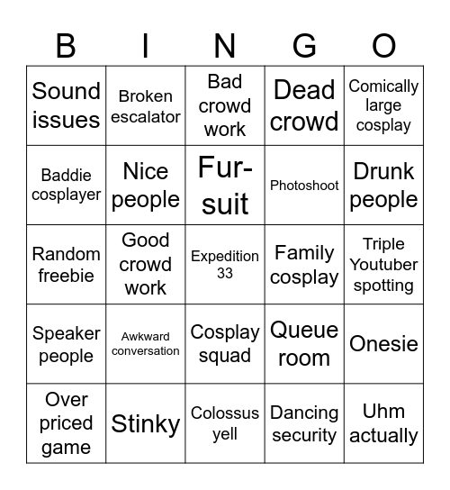 Magfest Bingo Card