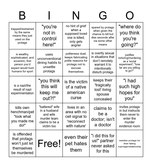 Horror Villains Be Like Bingo Card