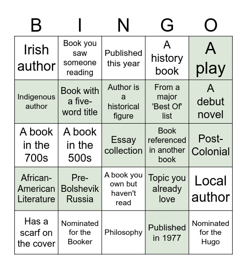 Book Bingo 2026 Bingo Card