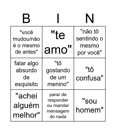 Bingo da confusa Bingo Card