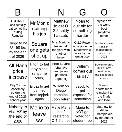 2025 BINGO Card