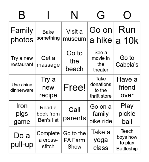 2026 Bingo Card