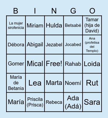 Mujeres de la Biblia Bingo Card