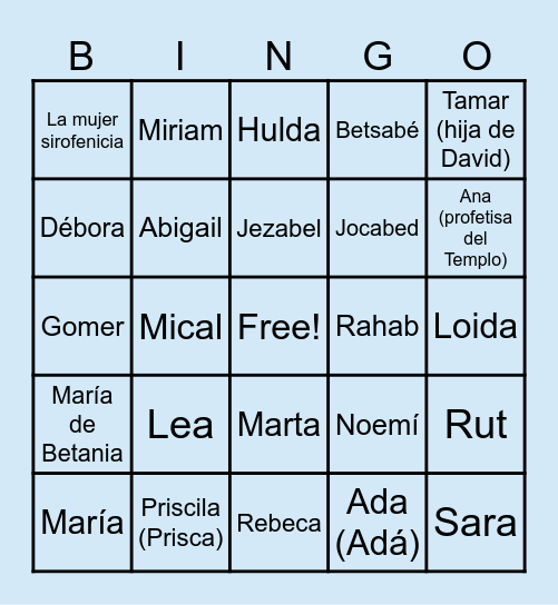 Mujeres de la Biblia Bingo Card