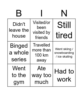 Back to work after Christmas break bingo Card