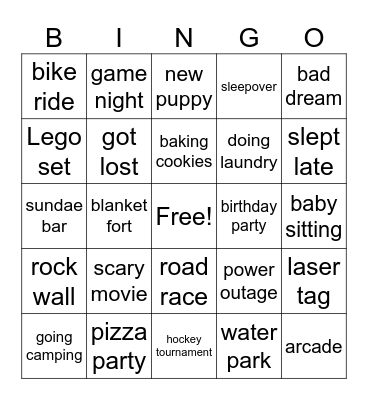 Weekend Event Hooks Bingo Card