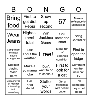 GAME NIGHT BONGO Bingo Card