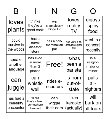 Find someone who... Bingo Card
