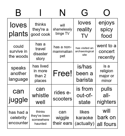 Find someone who... Bingo Card