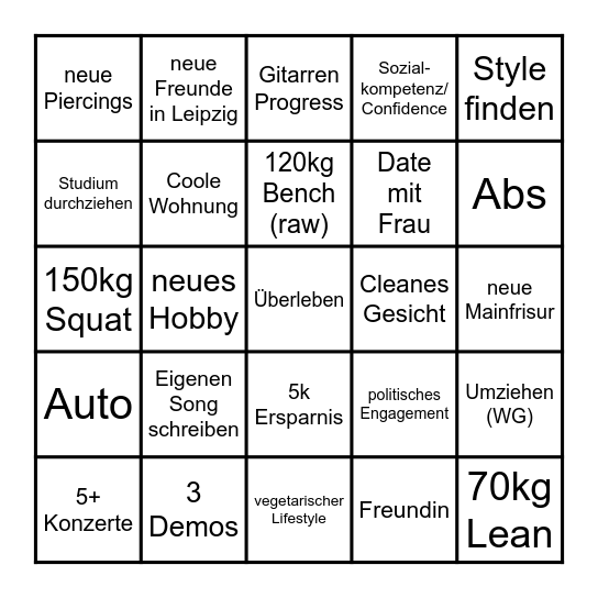 Jahresbingo 2026 Bingo Card