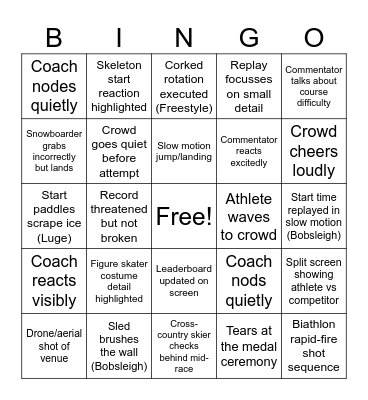 Winter Olympics 2026 (B) Bingo Card